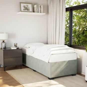 Cama solar terciopelo gris claro 90x200 cm sin colchón Vidaxl