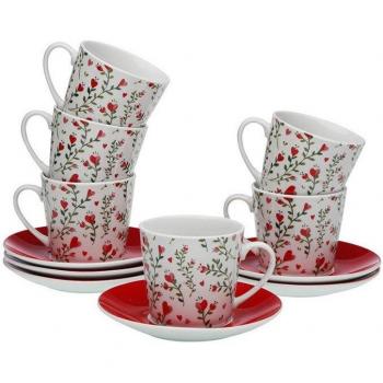 Juego de Tazas de Café Versa Corazones 6 Unidades Porcelana