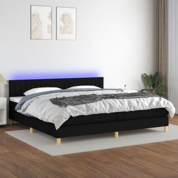 Colchón de cama box spring de muelles con tela LED negra 200x200 cm
