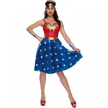 Adult Deluxe Long Dress Wonder Woman Fancy Dress Costume Large