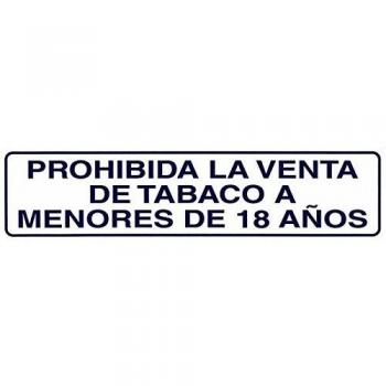 Rotulo Adhesivo 250x63 mm. Prohibida Venta Tabaco < 18años