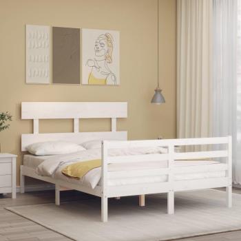 Cabecero de cama blanco 120x200 cm con madera maciza