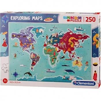 Clementoni Puzzle Mapa 250 Piezas Mundo-Tradiciones, Color