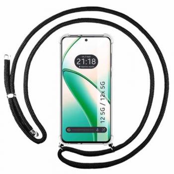 Funda Colgante Transparente con Cordón Negro para Realme 12 5G / 12x 5G