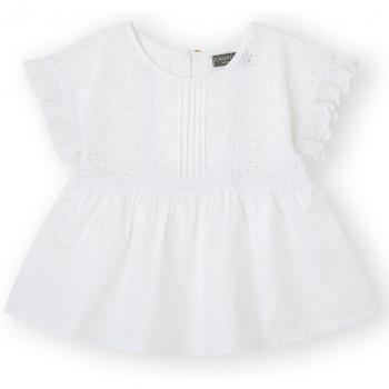 Blusa de niña con volantes y bordado suizo 100% algodón