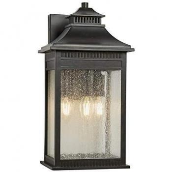 Aplique de exterior Livingston grande, bronce imperial, vidrio