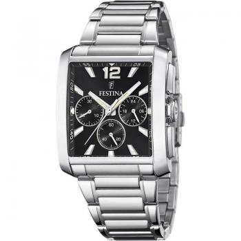 Festina Timeless Chronograph F20635/4 Reloj de Hombre con Esfera Negra y Caja de Acero Inoxidable 316L Plateado