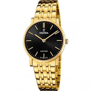 Reloj Hombre Festina F20048/4 - Caja de acero inoxidable, correa de acero inoxidable, resistencia al agua 100 metros, cristal mineral, movimiento de cuarzo, esfera negra con detalles plateados y función de cronógrafo