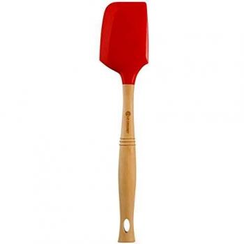 Le Creuset Espátula Grande con Cabezal de Silicona extraíble, Madera, Rojo Cereza, Largo: 33 cm