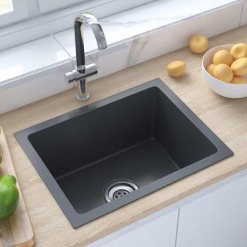 Fregadero de cocina artesanal hecho a mano en acero inoxidable negro