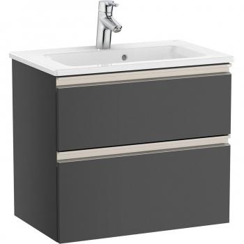 Mueble de baño compacto Roca The Gap con 2 cajones y lavabo, color gris antracita, medidas 605 x 380 x 537 mm
