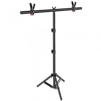 Neewer Soporte para Fondo fotográfico en Forma de TTamaño: 81-203 cm de Alto por 90 cm de Largo. con Doble Pinza para Colgar un Fondo fotográfico.