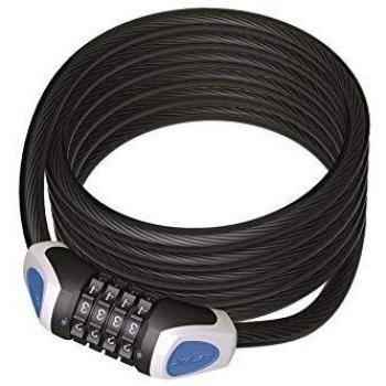 XLC LO-L11 RonaldBiggs-Candado de Cable en Espiral, Negro, 1850 mm
