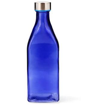 Botella de Vidrio Ecológica con Tapón 1L Azul Brillante - Fácil de Limpiar, Reciclable, 100% Saludable y Higiénico, Libre de Cadmio y Plomo