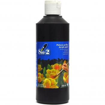 Sio2 - Pintura acrílica (pack de 6 unidades de 250 ml), color negro