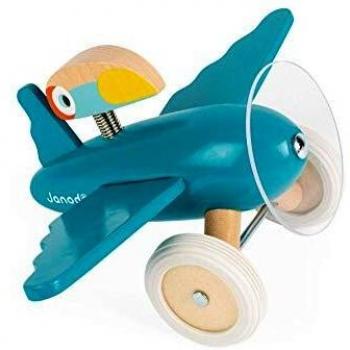 Janod- Diego Avion de Madera Maciza Lacada, Multicolor