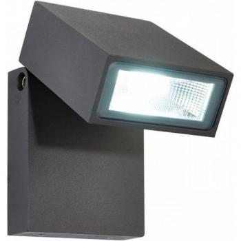 Aplique de pared exterior Morti de aluminio de aleación ligera y vidrio con 1 luz LED, antracita mate oscuro texturizado, IP44