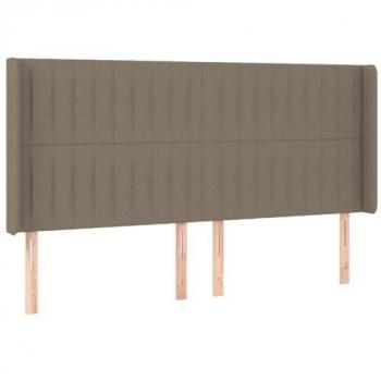 Cabecero con LED de tela gris taupe 183x16x118/128 cm