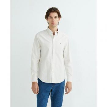 Tommy Hilfiger Heritage Oxford Stripe Long Sleeve Shirt - Classic Khaki/White, Regular Fit, Men's Size M