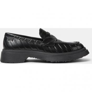 Camper - Mocasines de piel negros con pespuntes de rayas para mujer