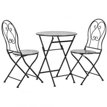 Conjunto de mesa y 2 sillas de forja negro alta calidad - Wanderlust Deco