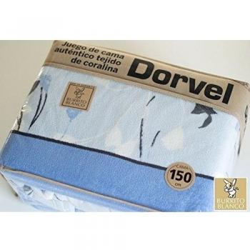 Juego de Sábana Coralina DORVEL Burrito Blanco 718 Azul Cama 150X190/200+23