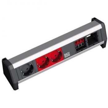 Bachmann Desk 1 - Toma de corriente multipuerto con 3 Schuko y 2 ABD GST18, color negro, aluminio