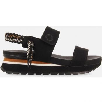 Sandalia de Cuña Gioseppo 71082-p Negro con Cierre Ajustable y Diseño Trenzado Multicolor