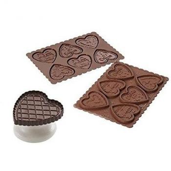 silikomart CKC03 Kit para hacer galletas corazón + receta, color marrón