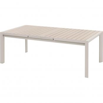 Mesa de jardín extensible Évasion de aluminio tratado con epoxi, lino y arcilla, capacidad para 10 personas