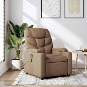 Sillón reclinable con masaje de tela marrón vidaXL