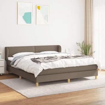 Cama Box Spring con Colchón Tapizado en Tela Gris Taupe 180x200 cm