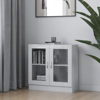 Vitrina de madera contrachapada blanco brillo 82,5x30,5x80 cm - Estantería/Librería/Mueble de Almacenamiento para Oficina, Estudio, Sala de Estar y Dormitorio