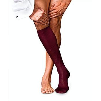 FALKE No. 9 Pure Fil d'Écosse Men's Red Knee-High Socks, Cotton, Size 9.5-10.5