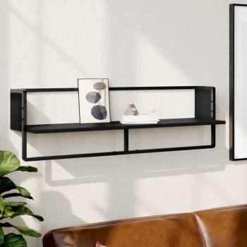Estante de pared con barra negro 100x25x30 cm