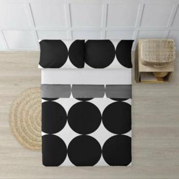 Juego de Sábanas BELUM Portmore Black para Cama de 105, compuesto por Funda Almohada, Encimera 175x270 cm y Bajera 105x200 cm + 25 cm Fuelle, tejido