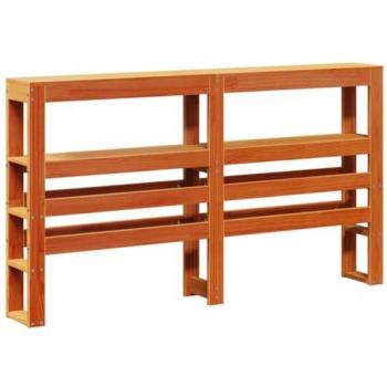 Cabecero de cama con estantes madera maciza pino marrón 120 cm