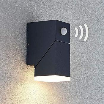 Aplique LED para exterior Lindby Sally 1 luz con sensor, moderno, color negro, hecho de aluminio
