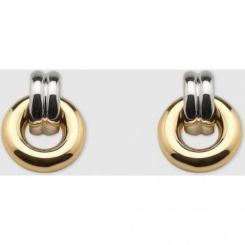 Pendientes de oro bicolor con detalles en plata y circonitas