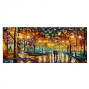 Impresión sobre Lienzo Bajo la Lluvia 2, Poliéster Multicolor con Marco de Madera, 100x3x70 cm