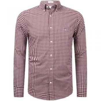 Camisa de Hombre Gant Regular Fit Manga Larga a Cuadros Vichy Burdeos 2024