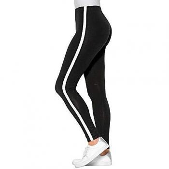 VENCA Legging Cintura elástica Mujer by Vencastyle - 019224,Negro/Blanco,M