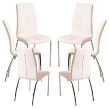 Pack 6 Sillas Humi Polipiel - Blanco - Comedor - Diseño moderno, tapizado en polipiel de alta calidad, estructura resistente, fácil mantenimiento