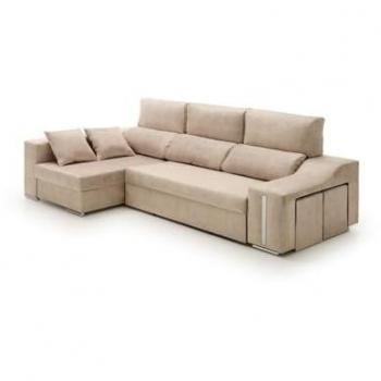 Sofá Chaise Longue Cama con Arcón y Puff Giuliana Beige Izquierda