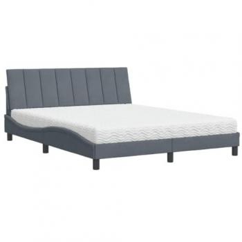 Cama con colchón terciopelo gris oscuro 160x200 cm