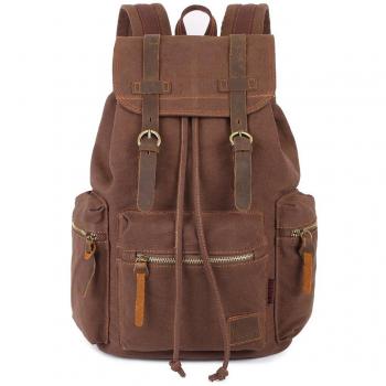 KAUKKO Retro Mochila Casual College School unisex bolsas （Adapta 13-14 laptop） café