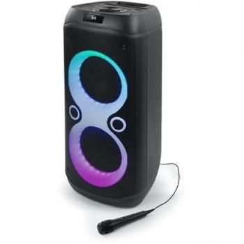 Altavoz de Fiesta y Karaoke Muse M-1937-DJ Bluetooth con Puerto USB, Lector de Tarjeta Micro SD, 2 Entradas de Micrófono, Entrada Auxiliar, Luces de Colores y Ajuste de Graves y
