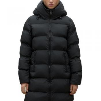 Ecoalf - Abrigo acolchado de mujer con cierre de cremallera, capucha y bolsillos laterales, color negro, talla XS