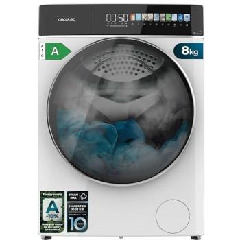 Lavadora Cecotec Bolero DressCode 8900 Inverter FullColor, Carga Frontal 8 kg, 1400 rpm, Eficiencia A, Pantalla de 10.3, 16 Programas, Motor Inverter