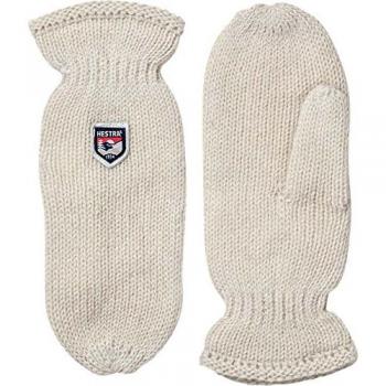 Hestra Women's Cream White Basic Wool Mittens Size 6